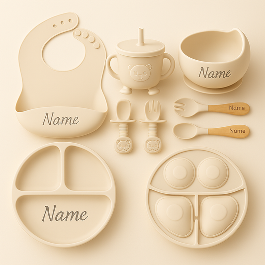 Ensemble de salle à manger de luxe pour bébé Mimilu® – Personnalisé avec nom | 8 pièces